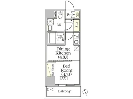 BRICK RESIDENCE築地明石町ブリックレジデンス築地明石町(1DK/5階)の間取り写真