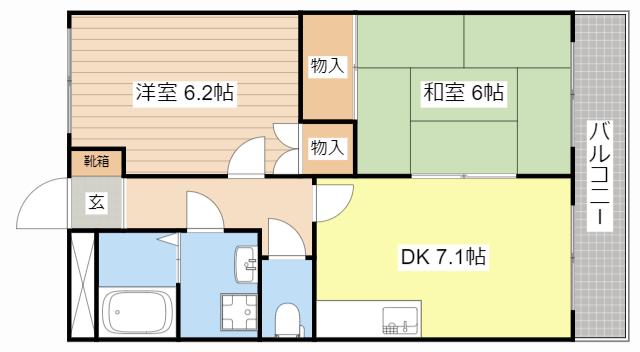 グランディール中野(2DK/1階)の間取り写真