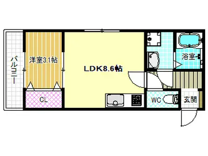 林4丁目ハイツ(1LDK/3階)の間取り写真