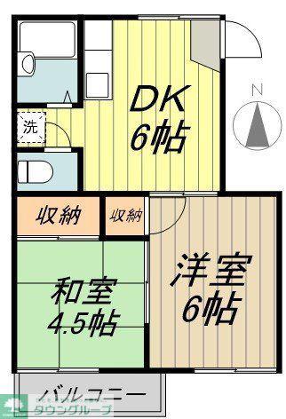 メゾン小金井(2DK/1階)の間取り写真