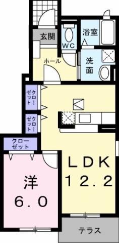 モーント シャイン C(1LDK/1階)の間取り写真