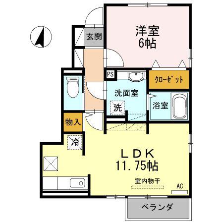 サワディー ファン バーン B(1LDK/1階)の間取り写真