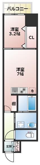 プリエ藤井寺駅前(1DK/3階)の間取り写真
