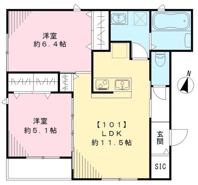 ウェリナ(2LDK/1階)の間取り写真