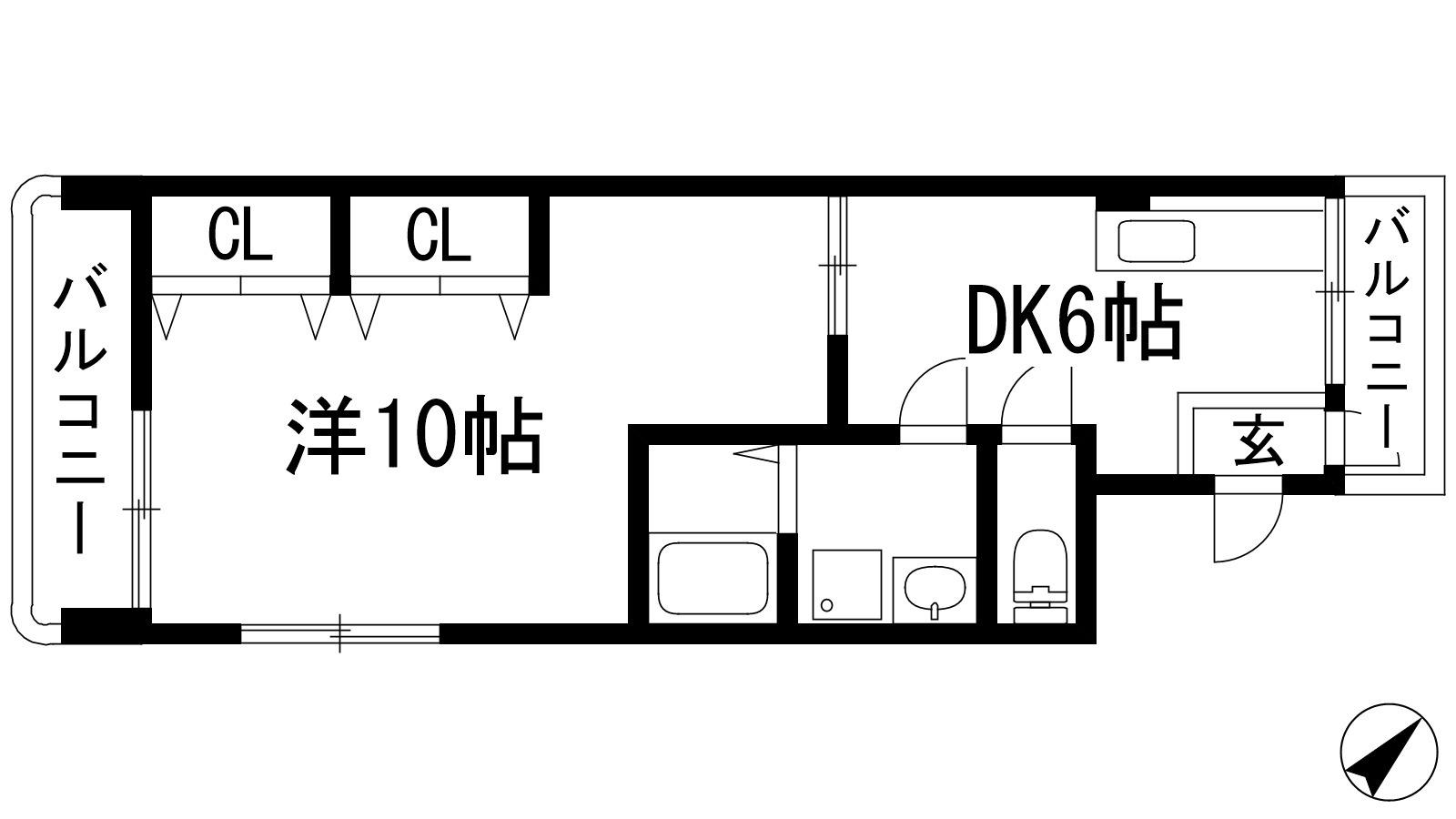 第二中村マンション(1DK/1階)の間取り写真