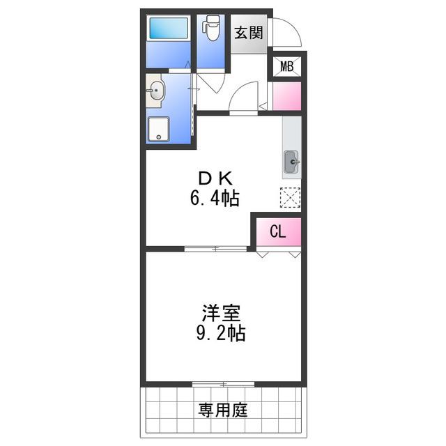 セゾン湊(1DK/2階)の間取り写真