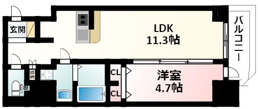 コンフォリア・リヴ新大阪ウエスト(1LDK/10階)の間取り写真