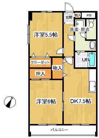 吉田ビル(2DK/3階)の間取り写真