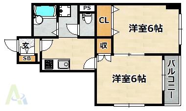 内田ビル(2K/2階)の間取り写真