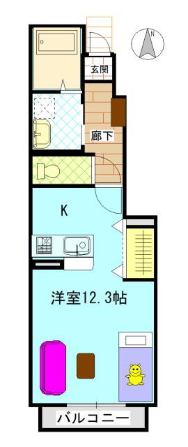 グランパレKA(1K/1階)の間取り写真