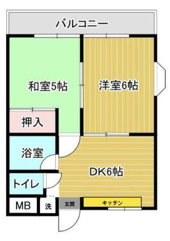 第二サンビレッジ泉水(2DK/2階)の間取り写真