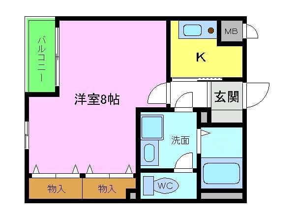 ブリックメゾン金剛(1K/2階)の間取り写真