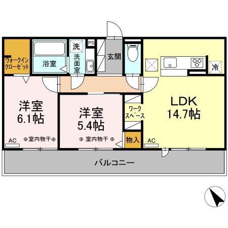 ルミエール A(2LDK/1階)の間取り写真