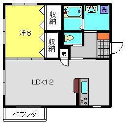 メゾンクール(1LDK/3階)の間取り写真