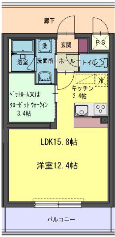 コルトーナ壱番館(1SK/1階)の間取り写真