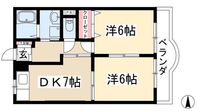マンション清美(2DK/3階)の間取り写真