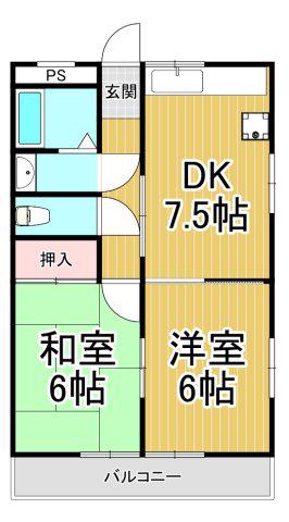 エステ-ト宮本(2DK/3階)の間取り写真