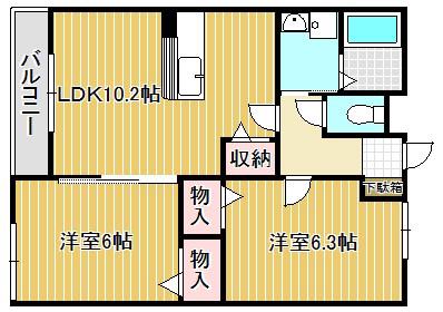 フォレスト(2LDK/2階)の間取り写真