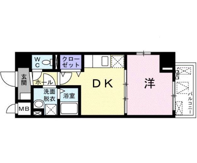 ルソレイユ(1DK/7階)の間取り写真