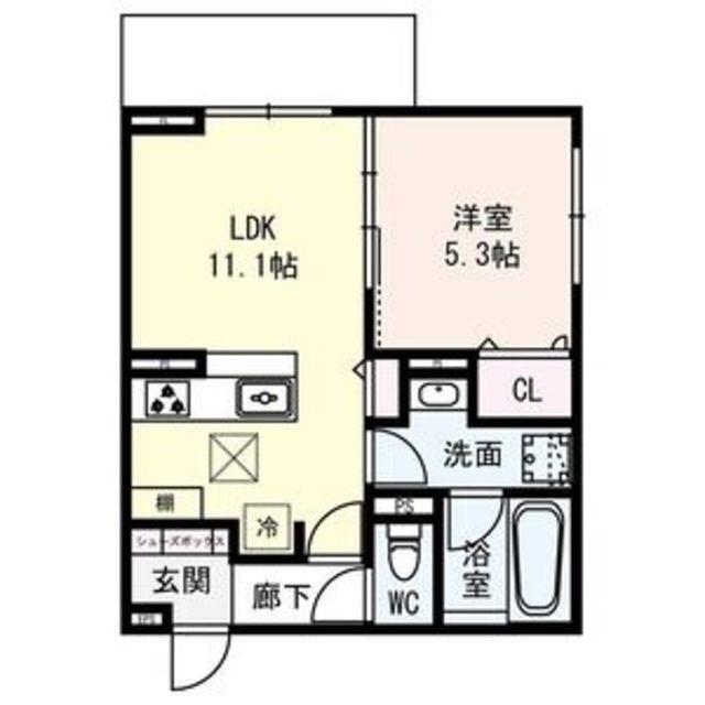 クラシスト深江北(1LDK/2階)の間取り写真