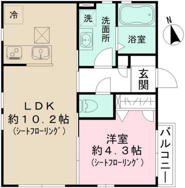 メープルハウス(1LDK/1階)の間取り写真