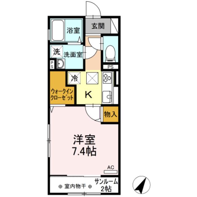 マウントナンバ オータム(1K/1階)の間取り写真