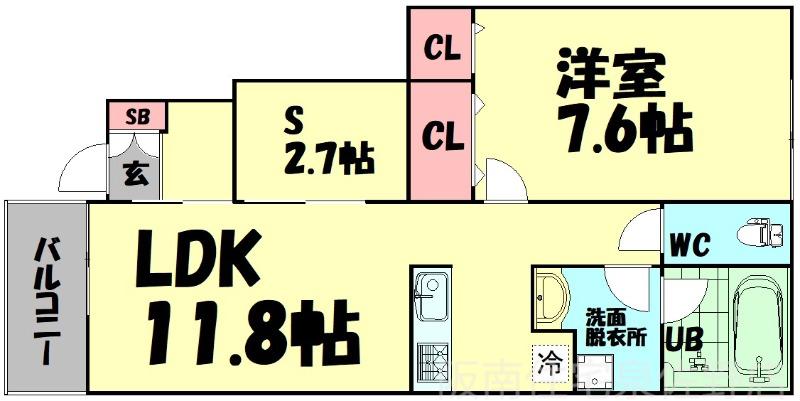 プレミアムスイート泉佐野(1SLDK/1階)の間取り写真
