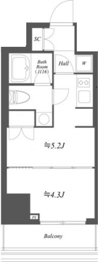 AIFLAT文京本駒込 AIFLAT文京本駒込(1DK/3階)の間取り写真