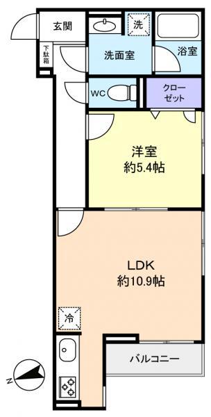 D-ZEST(1LDK/2階)の間取り写真