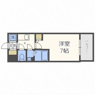 エスリード難波ザ・ゲート(1K/9階)の間取り写真