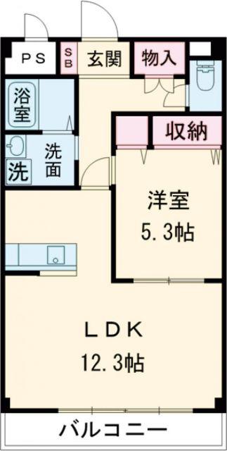 パークヒルズ山吹(1LDK/1階)の間取り写真