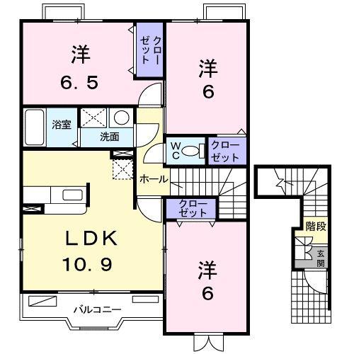 シューペルヴ・ロジュマン(3LDK/2階)の間取り写真