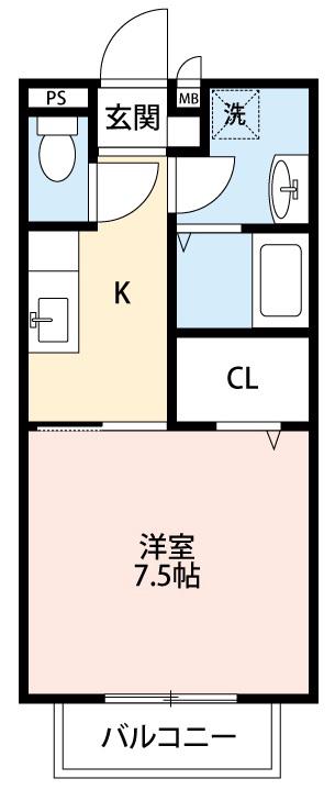 たけのこ五番館(1K/2階)の間取り写真