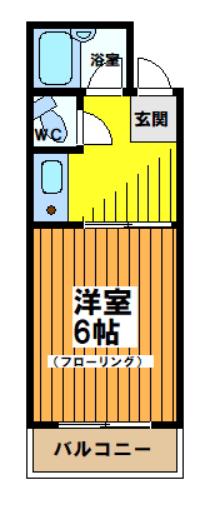 参宮橋五番館(1K/2階)の間取り写真