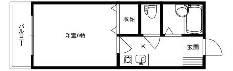 プリンセス八丁畷B(1K/1階)の間取り写真
