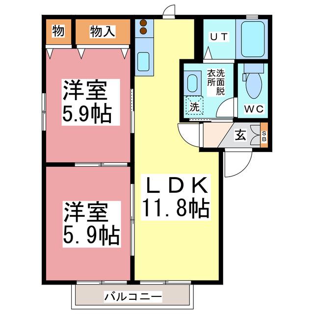 プリマヴェラA・B(2LDK/2階)の間取り写真