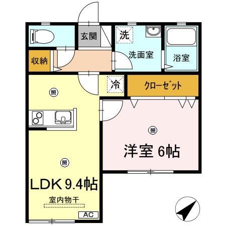 SDハイツ(1LDK/1階)の間取り写真