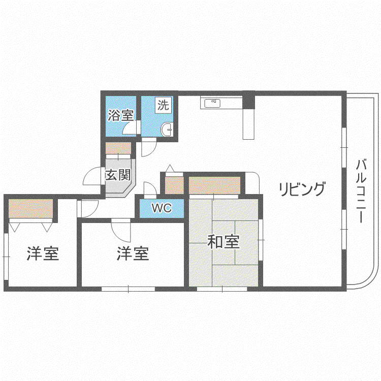 北円山シャトー桂和 (3LDK/4階)の間取り写真