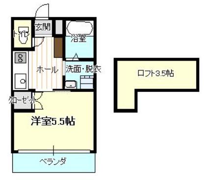 ラーバン緑ヶ丘(1K/2階)の間取り写真