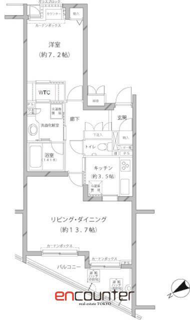 MFPRコート代官山(1LDK/1階)の間取り写真