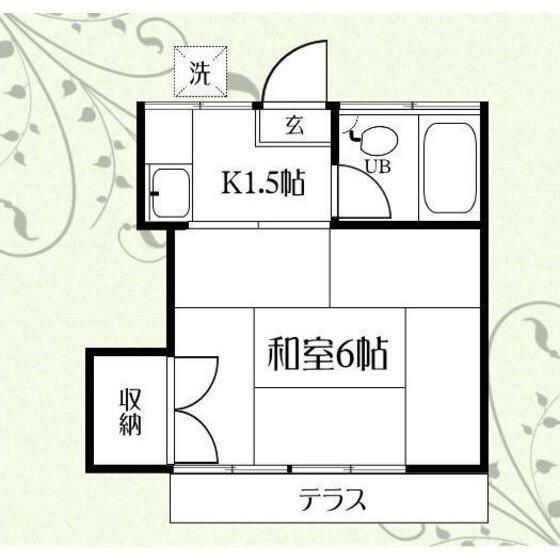 ロッキーハイツ(1K/2階)の間取り写真
