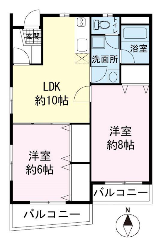 ヴィブレ御宿台(2LDK/3階)の間取り写真