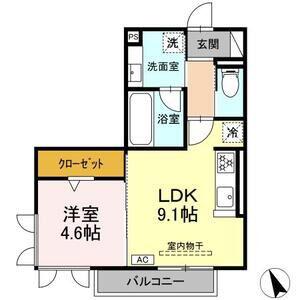 ワイズヴィラ岐南ウエスト(1LDK/2階)の間取り写真