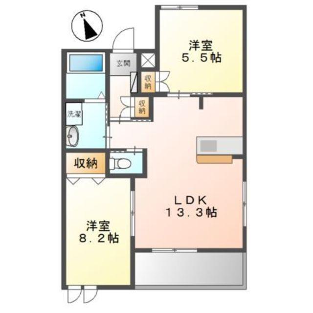 フリージアハイム(2LDK/2階)の間取り写真