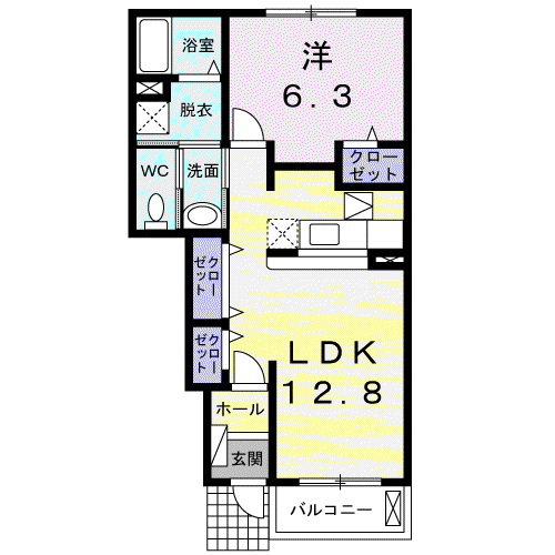 インターヒルズ・II のざわ(1LDK/1階)の間取り写真