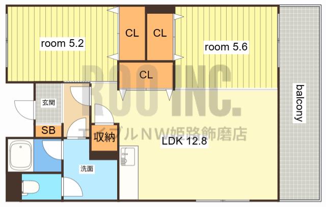 外堀川マンション(2LDK/2階)の間取り写真