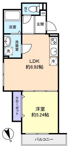 コンフォート薬園台(1LDK/3階)の間取り写真