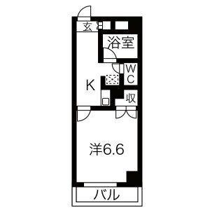 メゾンヤスフク(1K/1階)の間取り写真