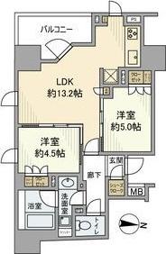 プラウドタワー名駅南(2LDK/4階)の間取り写真