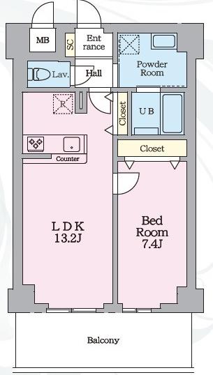 メジリス 新羽(1LDK/2階)の間取り写真